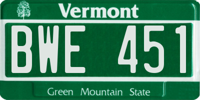VT license plate BWE451