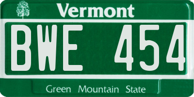 VT license plate BWE454