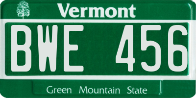 VT license plate BWE456