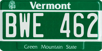 VT license plate BWE462