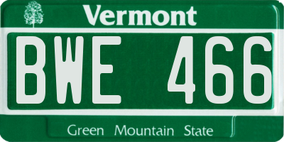 VT license plate BWE466