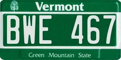 VT license plate BWE467