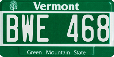 VT license plate BWE468