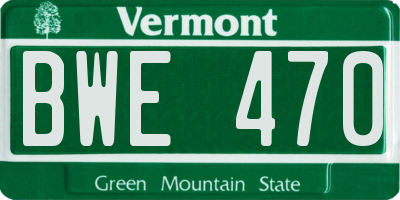 VT license plate BWE470