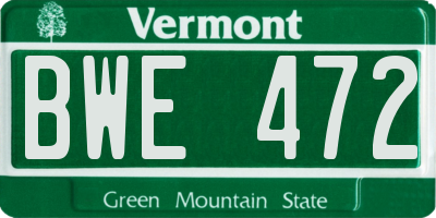 VT license plate BWE472