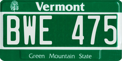 VT license plate BWE475