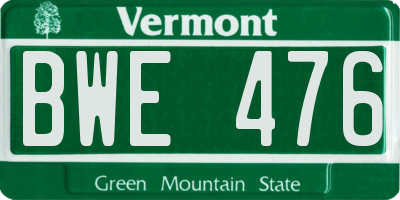VT license plate BWE476