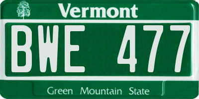 VT license plate BWE477