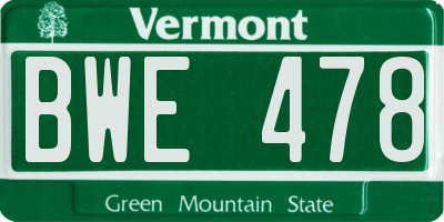 VT license plate BWE478