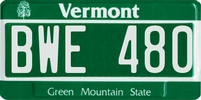 VT license plate BWE480