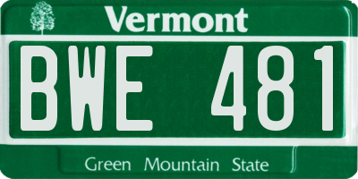 VT license plate BWE481
