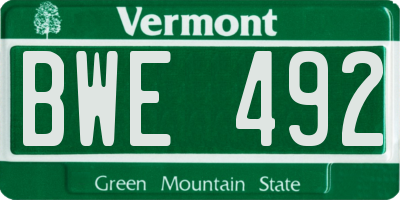 VT license plate BWE492