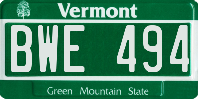 VT license plate BWE494