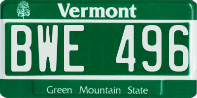 VT license plate BWE496