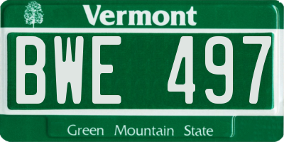 VT license plate BWE497