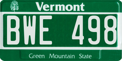 VT license plate BWE498