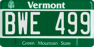VT license plate BWE499