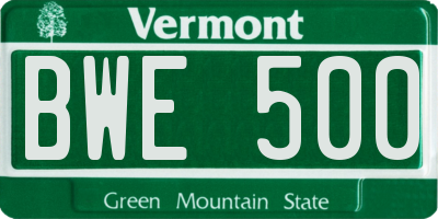 VT license plate BWE500