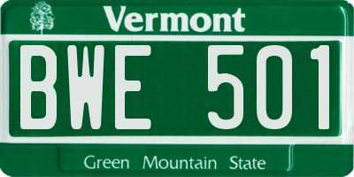 VT license plate BWE501
