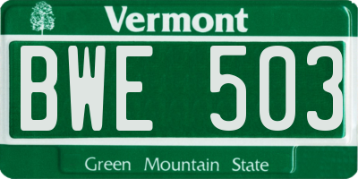 VT license plate BWE503