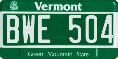 VT license plate BWE504