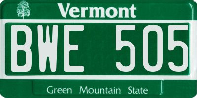VT license plate BWE505