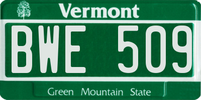 VT license plate BWE509