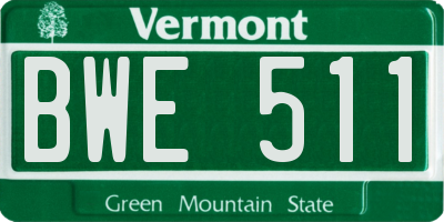 VT license plate BWE511