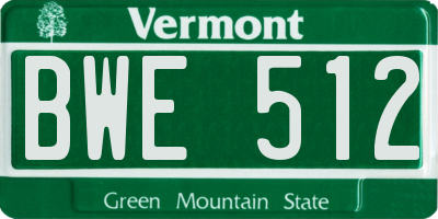 VT license plate BWE512