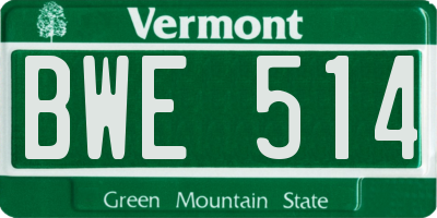 VT license plate BWE514