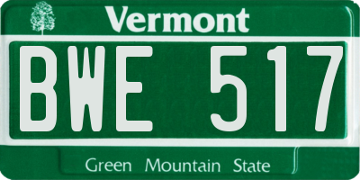 VT license plate BWE517