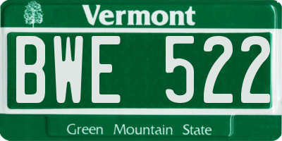 VT license plate BWE522