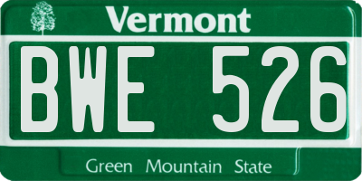 VT license plate BWE526