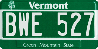 VT license plate BWE527