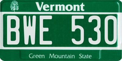 VT license plate BWE530