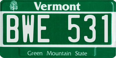 VT license plate BWE531