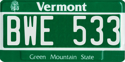 VT license plate BWE533