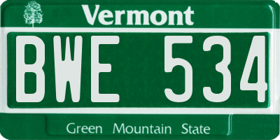 VT license plate BWE534