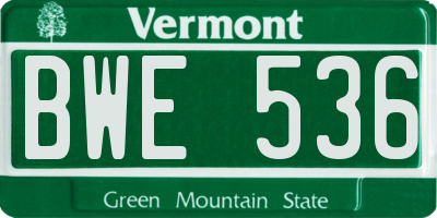 VT license plate BWE536