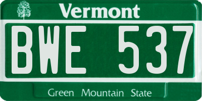 VT license plate BWE537