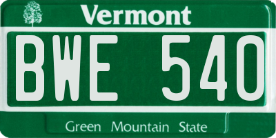 VT license plate BWE540