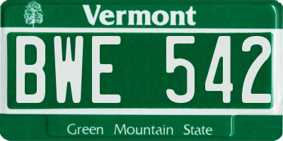 VT license plate BWE542