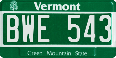 VT license plate BWE543