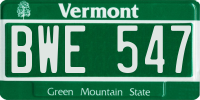 VT license plate BWE547