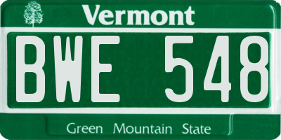 VT license plate BWE548