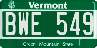 VT license plate BWE549