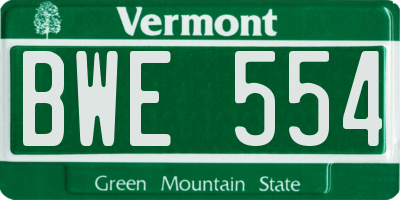VT license plate BWE554