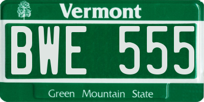 VT license plate BWE555