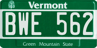 VT license plate BWE562