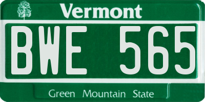 VT license plate BWE565